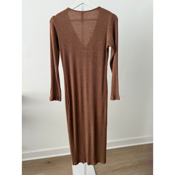 Rachel Pally Caramel/Gold Metallic Rib Snap Front Dress - Picture 4 of 7